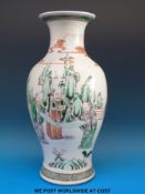 A 19thC Chinese famille verte vase with six character Kangxi mark,