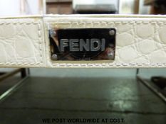 A chrome and faux leather retro table marked Fendi (h49cm,