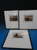 A set of three framed original 1930's silver sepia-tinted photographs of Hong Kong harbour (11 x 16.