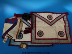 A quantity of Masonic regalia, tweed jacket,