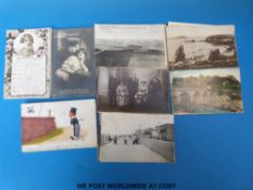 A collection of postcards to include Battle of Waterloo, early family portraits including WWI,