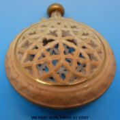 An unmarked Royal Worcester blush ivory pierced pot pourri flask / scent bottle with gold stopper
