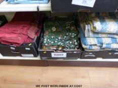 A collection of vintage textiles including 1950s curtains,