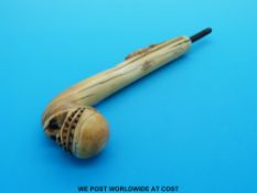 A 19thC hand carved ivory walking stick,
