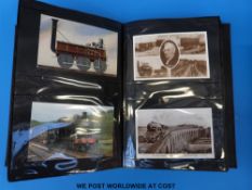 Three albums of railway postcards including colour examples, some topographical,