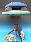 A quantity of lace making equipment including bobbins,