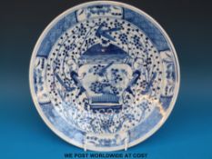 A 19thC Chinese blue and white charger,