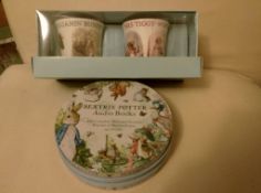 Complete audio book set of Beatrix Potter books (23 CDs) and two Beatrix Potter mugs