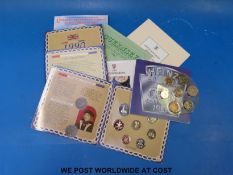 Six uncirculated UK coin collection packs,