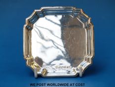 A hallmarked silver miniature of dolls house tray with shaped corners, B'ham 1953,