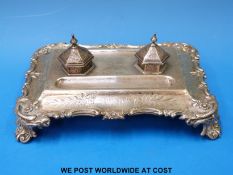 A Victorian hallmarked silver desk stand, B'ham 1860,