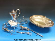 A plated basket, snuffers,