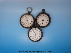 J W Benson hallmarked silver cased gentleman's pocket watch 1887 together with a Bracebridges,