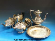 A quantity of silver plate to include entree dishes, teaware,