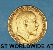 An Edward VII 1905 gold half sovereign