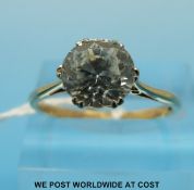 A 9ct gold ring set with a large cubic zirconia (size O)