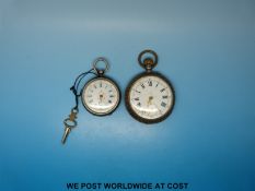 Two continental white metal pocket watches both marked 800,