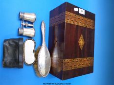 An inlaid wooden jewellery box,