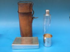 A Victorian hallmarked silver hunting set, comprising sandwich box, length 16.