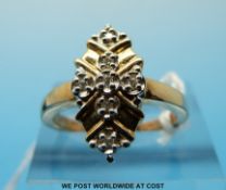 A 9ct gold ring set with diamonds (size M)
