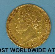 An 1821 George IV gold full sovereign, laureate head, St George reverse,