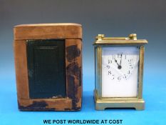 A French carriage clock with Arabic numerals,