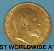 A 1903 cased Edward VII gold full sovereign