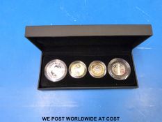 A 2009 cased set of four piedfort silver proof coins commemorating various points in British