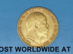 A 1905 gold half sovereign