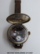 Rolex military full hunter wristwatch with black face,