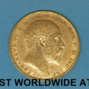 A 1910 Edward VII gold full sovereign,