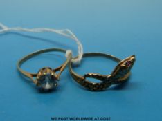 Two 9ct gold rings,