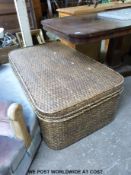 A large wicker trunk/ ottoman (length 125cm depth 68cm)