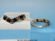 Two 9ct gold rings set with sapphires and diamonds