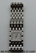 Cartier Panthere Ruban stainless steel ladies bracelet wristwatch with mirrored face and blued