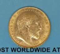 A 1908 Edward VII gold full sovereign