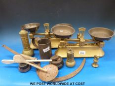 Several sets of scales, weights,