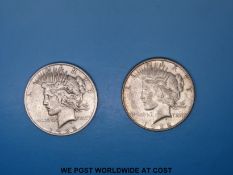 Two USA Morgan dollars of 1922