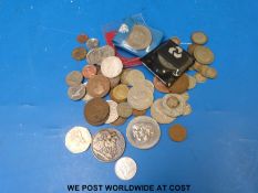 An 1891 Jubilee head Victorian crown, together with a quantity of sundry coinage,