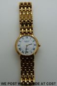 A Raymond Weil Fidelio 18ct gold plated ladies wristwatch with white enamel face,