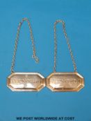A pair of George V hallmarked silver F and I Vermouth bottle labels, B'ham 1932,