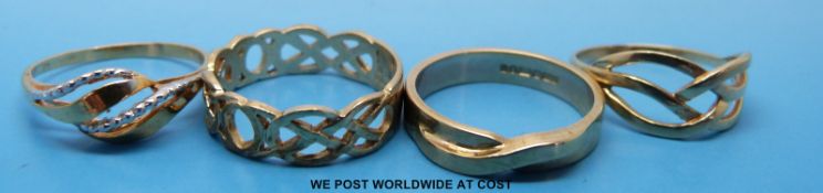 Four 9ct gold rings (8.