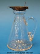 An Edwardian hallmarked silver whisky noggin with cut glass base, London 1901,