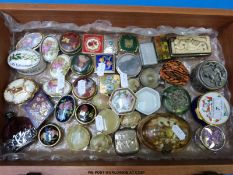 A collection of pill boxes, scent bottles etc including cloisonné, bone, white metal,