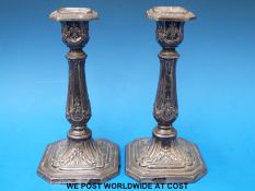 A pair of Edwardian hallmarked silver candlesticks, Sheffield 1901,