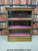 A Globe Wernicke three section oak bookcase (H121, W87,