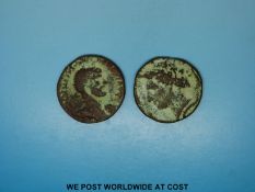 Two large bronze Roman coins, one with horses verso,