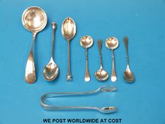 Quantity of various hallmarked silver cutlery including tongs,