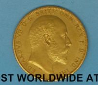 A 1902 Edward VII matt proof gold full sovereign