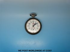 A Roskopf patent pocket watch with train decoration verso